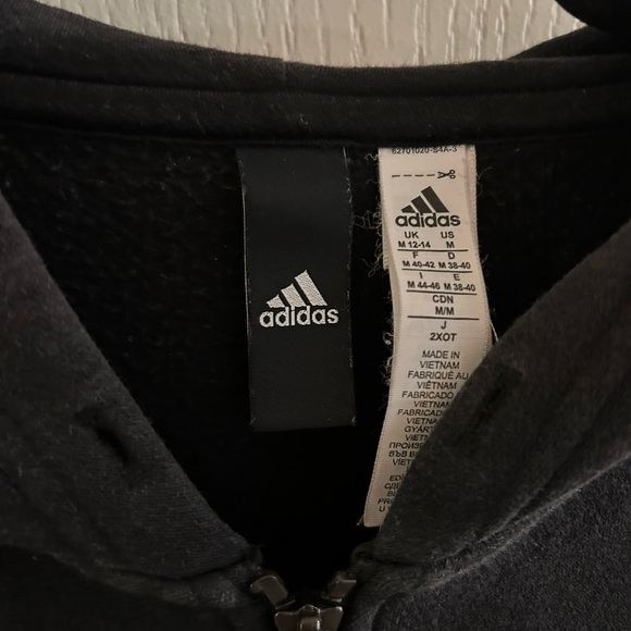 Adidas Black/White Hooded Zip Up Jacket Medium fits size 16 teens - Picture 3 of 3